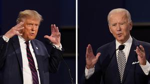 Donald Trump y Joe Biden durante el primer debate que mantuvieron el 29 de septiembre de 2020, en la pasada campaña.