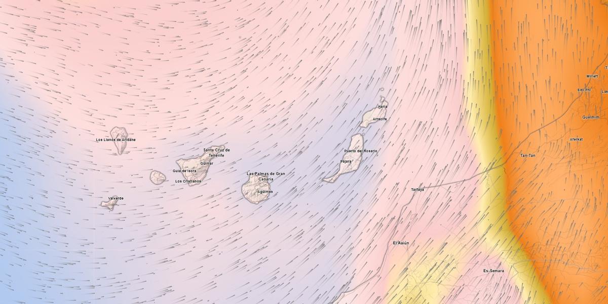 La masa de calima alejándose de Canarias