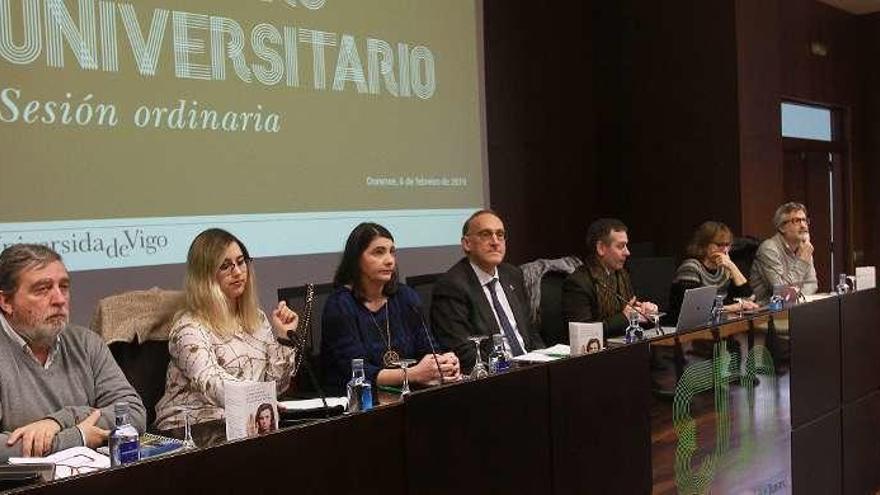 El órgano rector de la Uvigo, ayer, en el campus de Ourense. // Iñaki Osorio