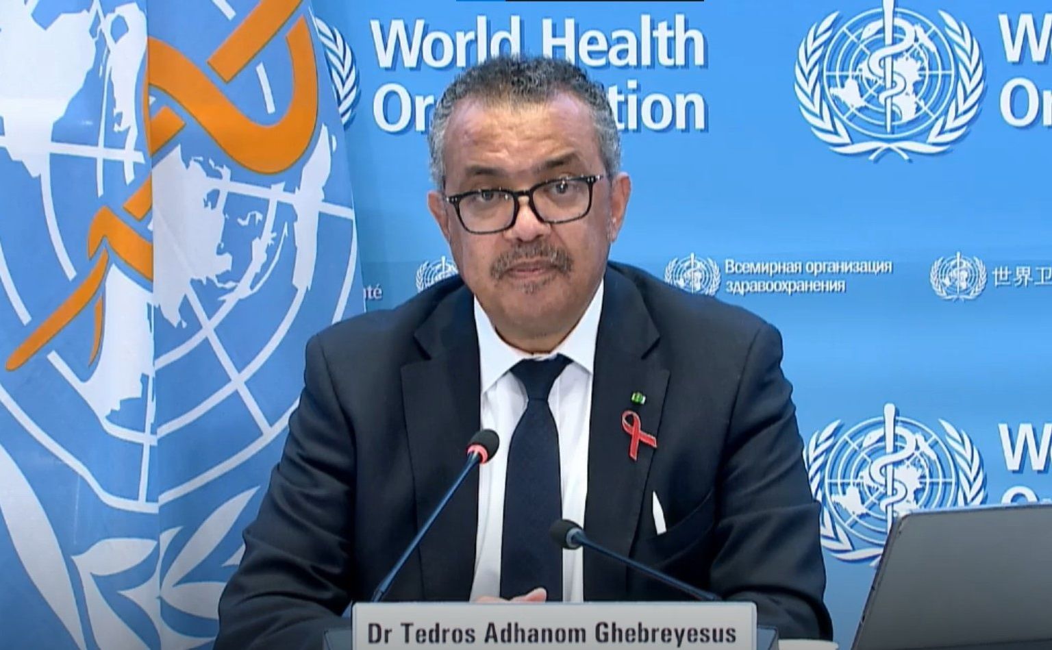 El director general de la Organización Mundial de la Salud (OMS), Tedros Adhanom Ghebreyesus, en rueda de prensa.