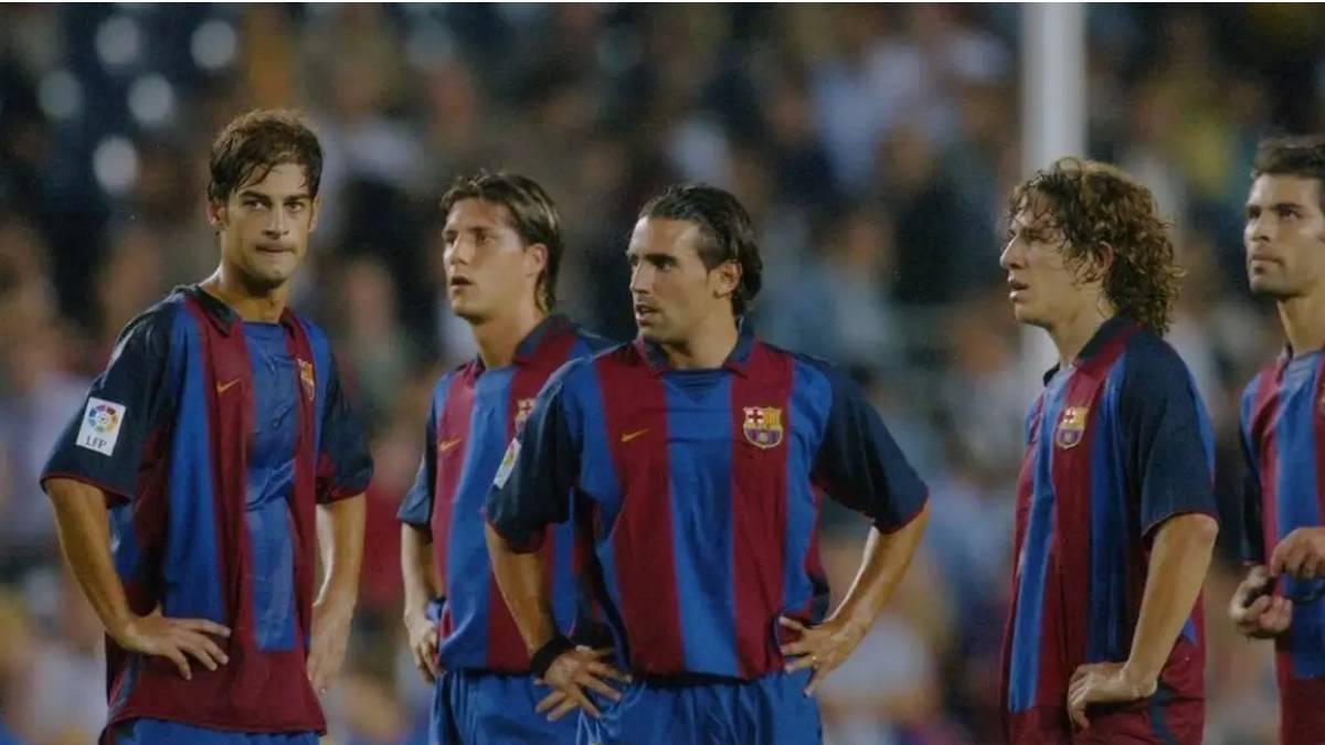 Santamaría, en una imagen junto a Puyol, Gerard o Rafa Márquez