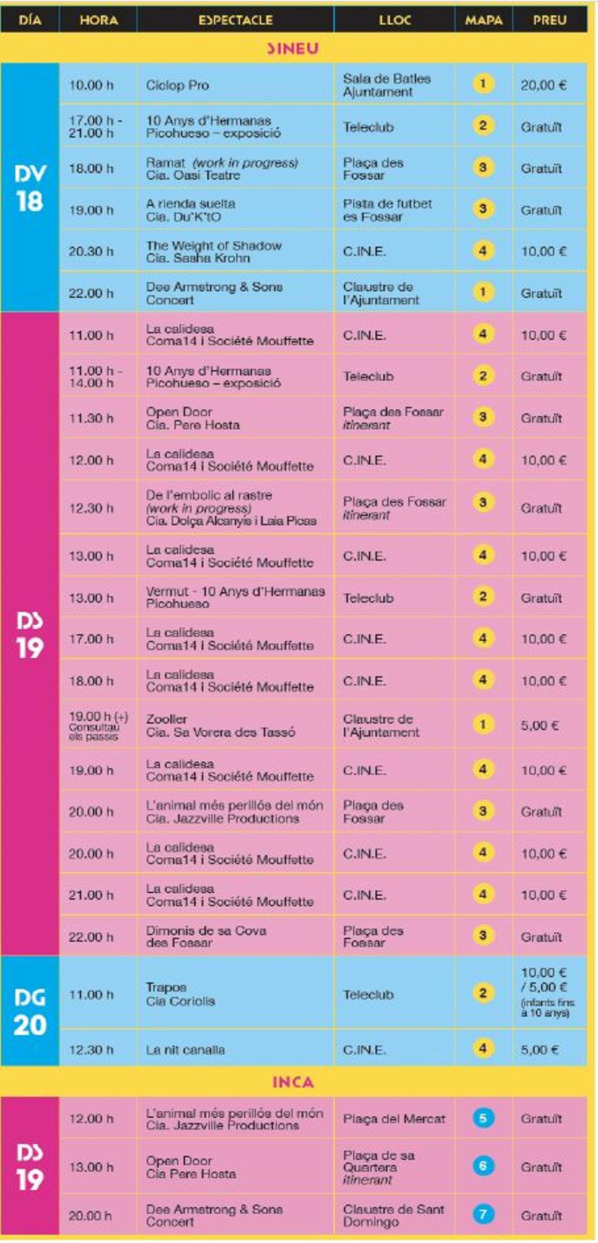 Programación del festival