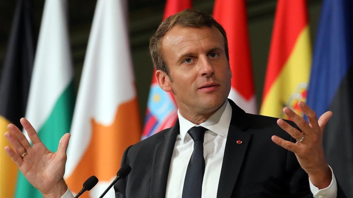 Macron, durante su discurso en la Sorbona, en París, el 26 de septiembre.