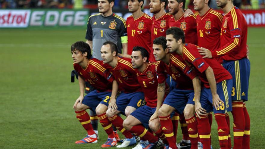 El equipo inicial de la selección española en el partido frente a Francia de la pasada Eurocopa.