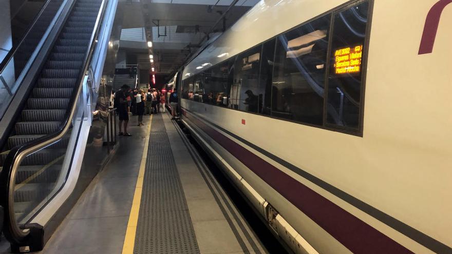 Imatge general d&#039;un tren aturat a l&#039;estació de Girona.