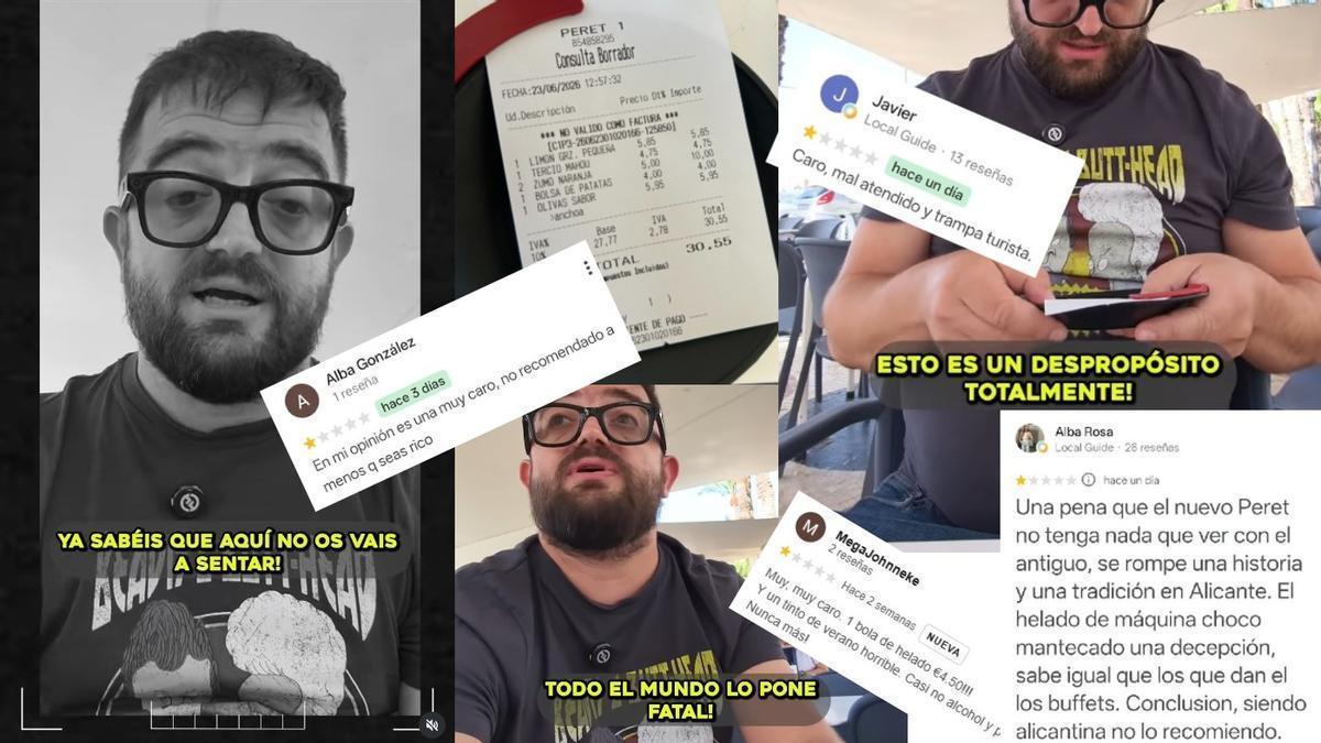 Fotogramas del vídeo de Cocituber junto a capturas de quejas de usuarios en internet.