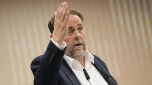 El presidente de ERC, Oriol Junqueras, este sábado en el consejo nacional del partido.