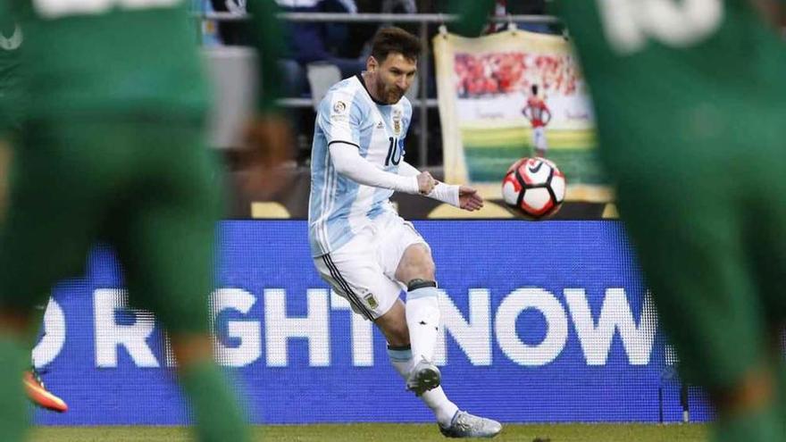 Messi en el partido contra Bolivia.