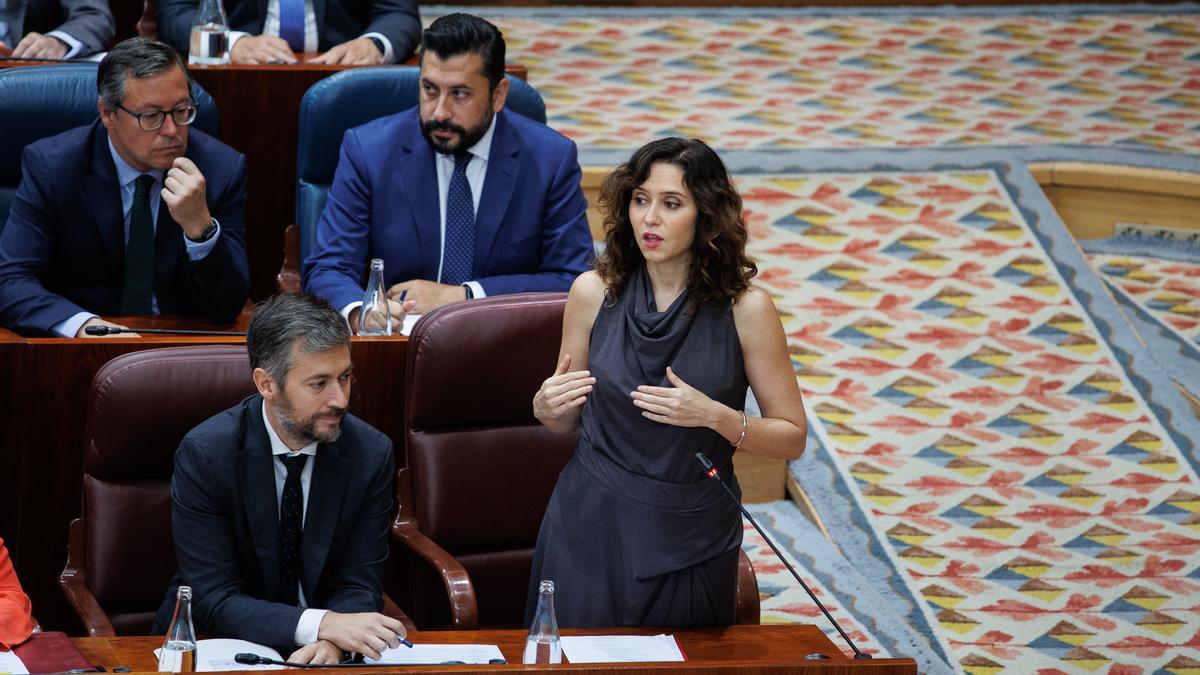 Isabel Díaz Ayuso durante un pleno en la Asamblea de Madrid.