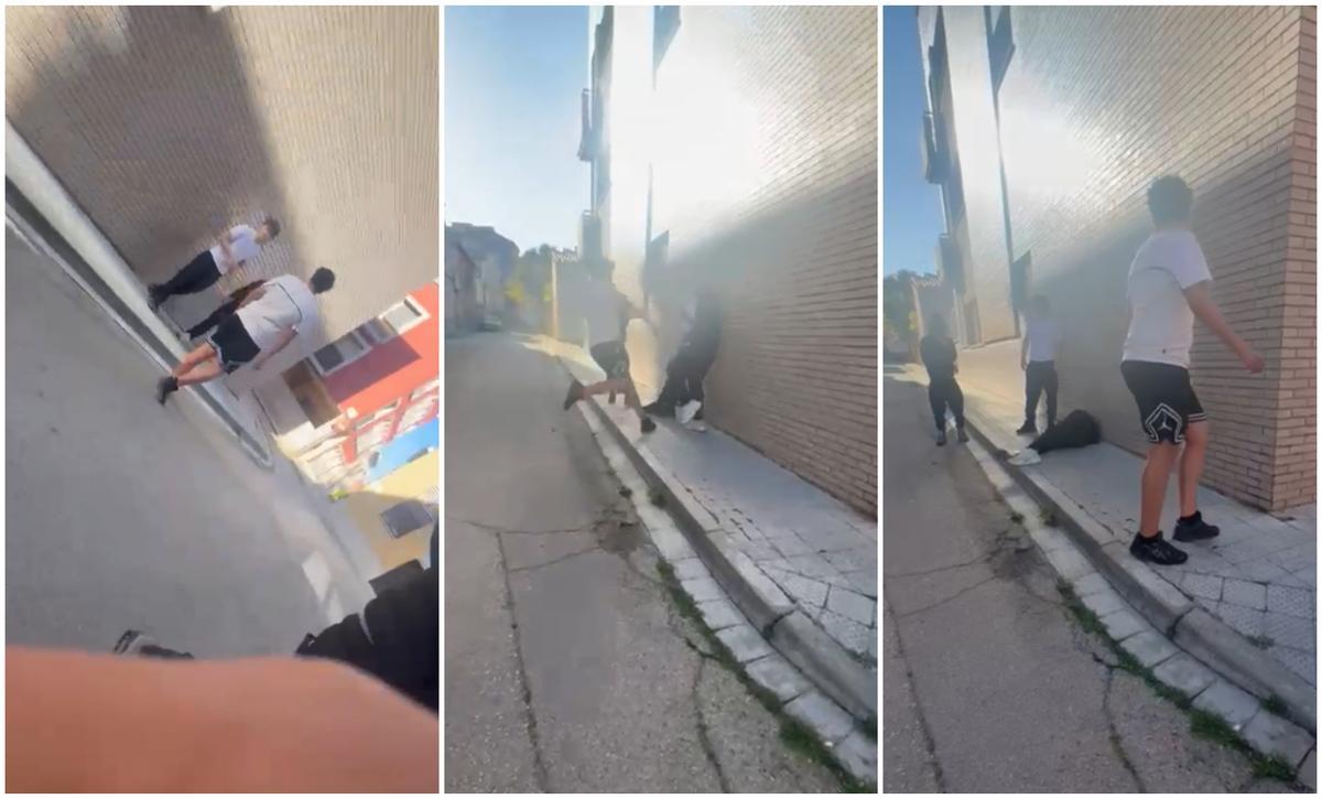 Captures del vídeo que s'ha difós a les xarxes de la pallissa al carrer a un menor de Sant Joan