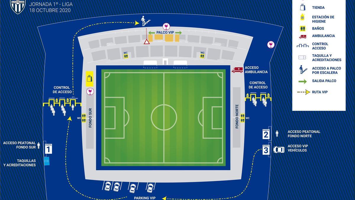 Mapa de accesos al Estadi Balear.