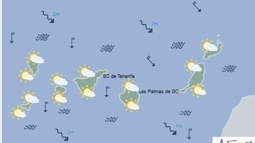 Poco nuboso, más calor y viento moderado a fuerte este lunes en Canarias