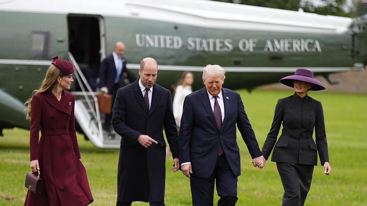 Donald Trump y Melania Trump, en su segunda visita de estado al Reino Unido.