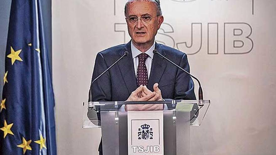 El presidente del TSJB, Antoni Terrasa, en la presentación de la Memoria Judicial.