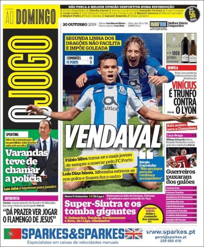 La portada de O Jogo del 20 de octubre