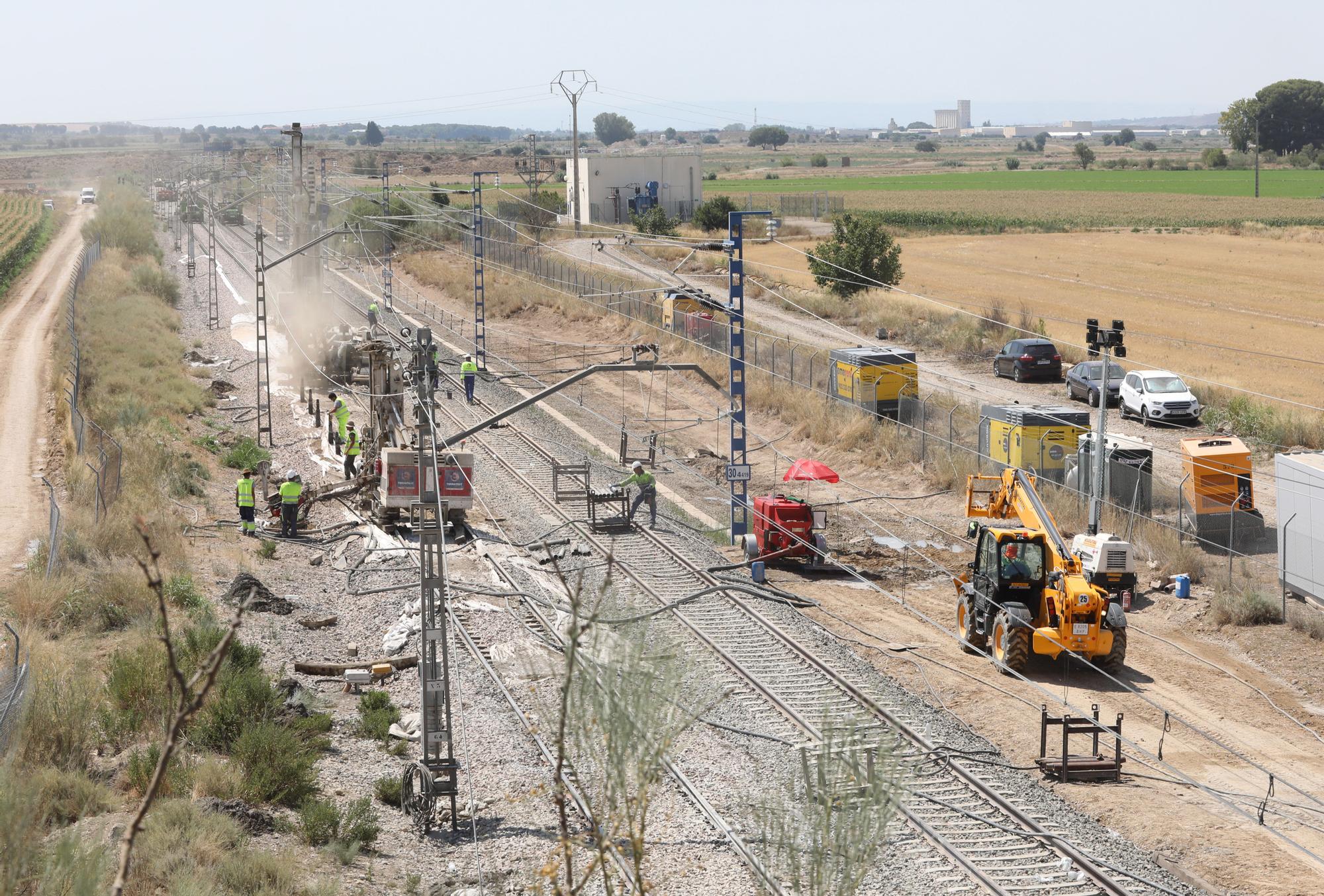 Las obras de Adif en Zuera, a toda máquina