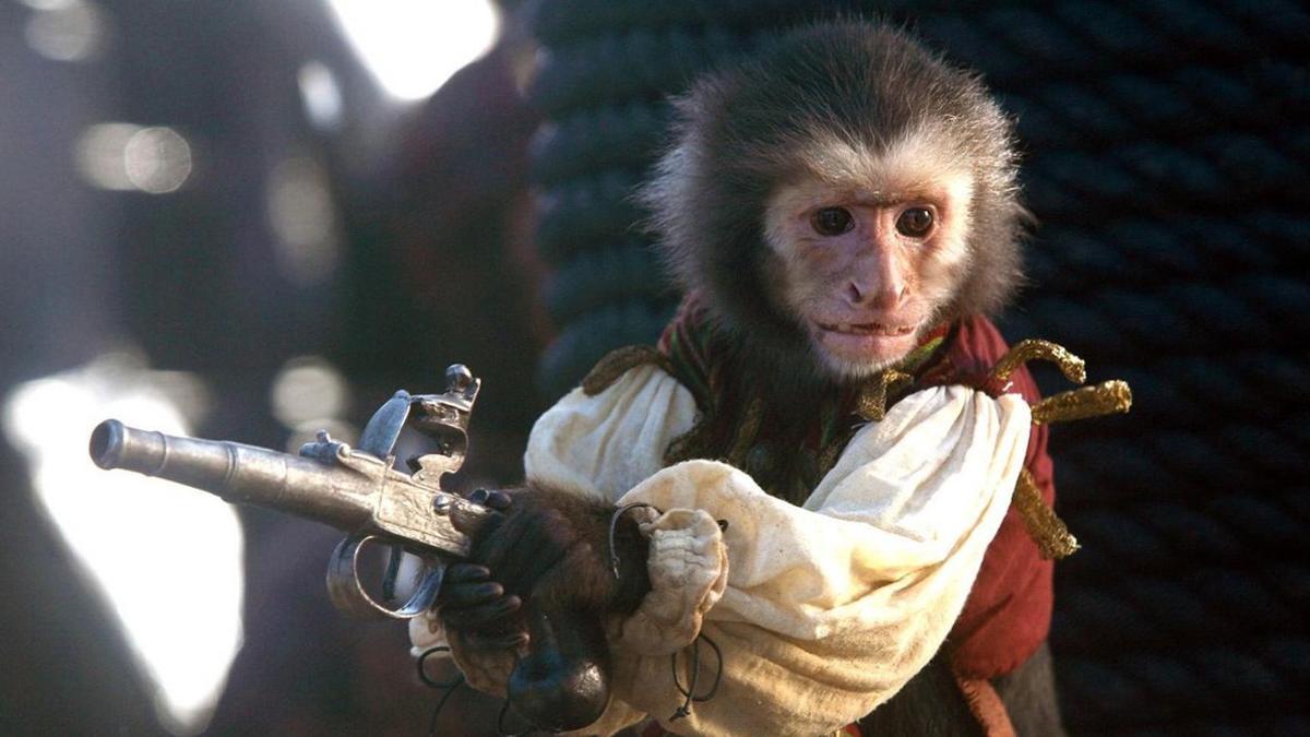 El mono capuchino de la quinta entrega de 'Piratas del Caribe', compañero del Capitán Barbossa que interpreta el actor Geoffrey Rush.