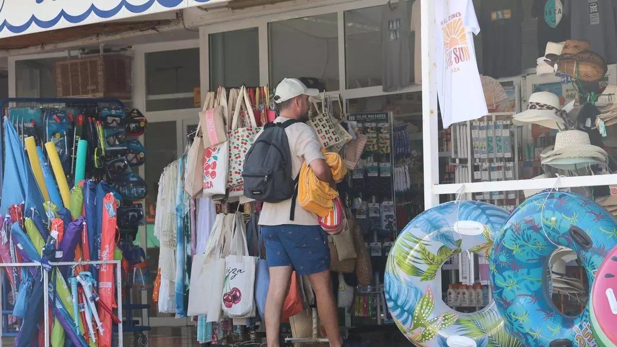 A tourist strolling through Portinax.