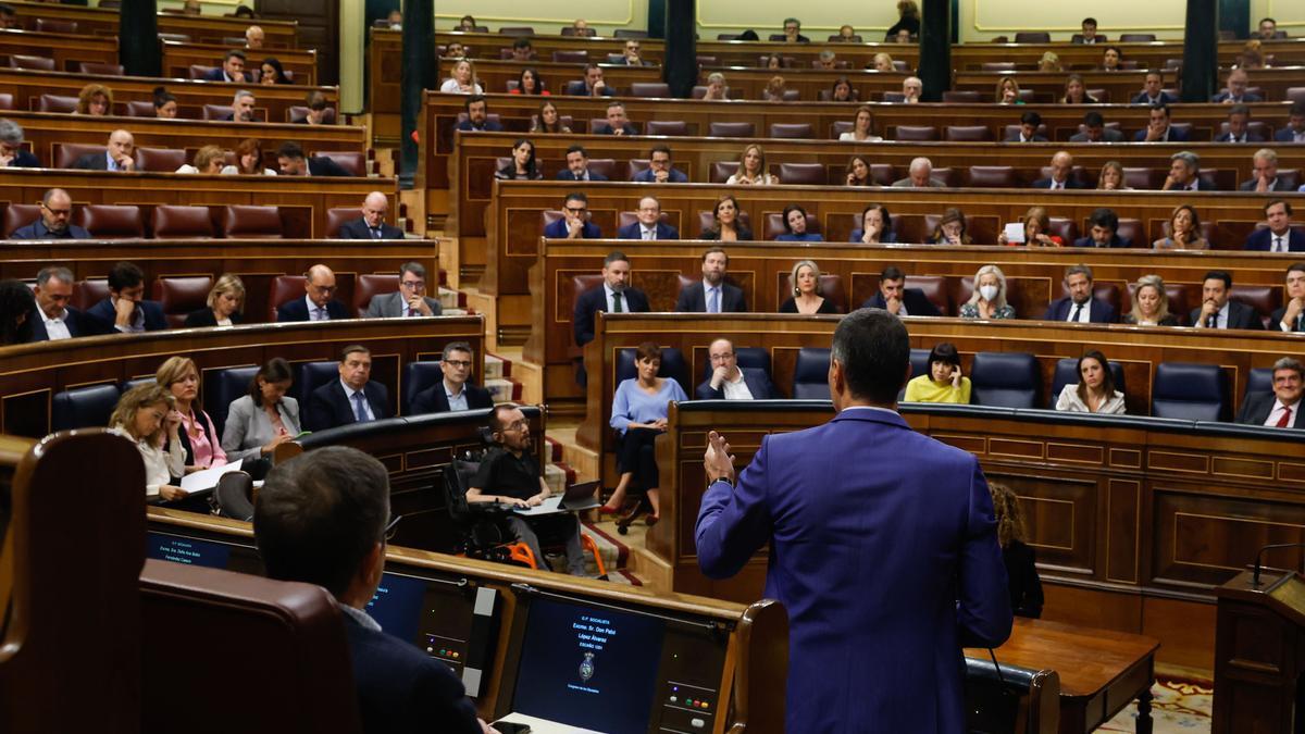 Sánchez, durante su intervención en el Congreso.