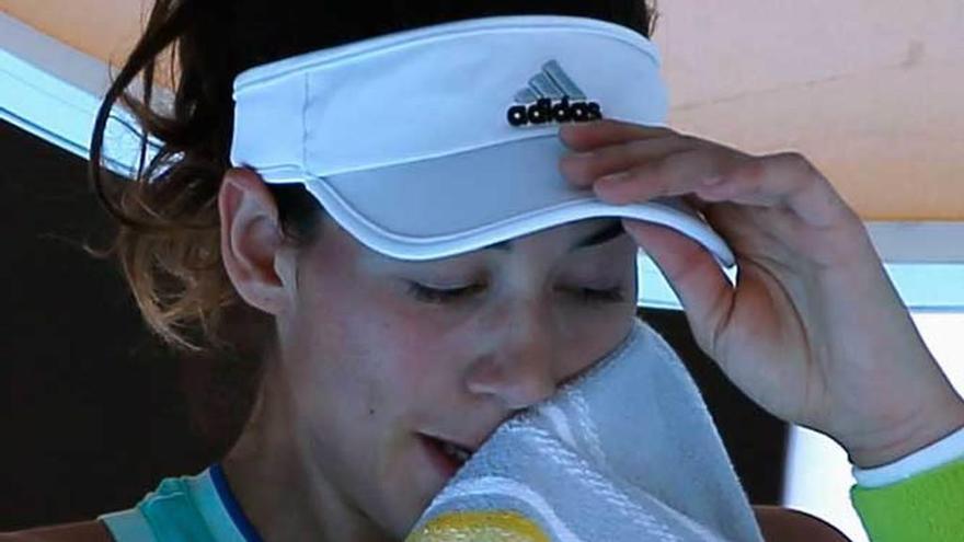 Garbiñe Muguruza, en un descanso.