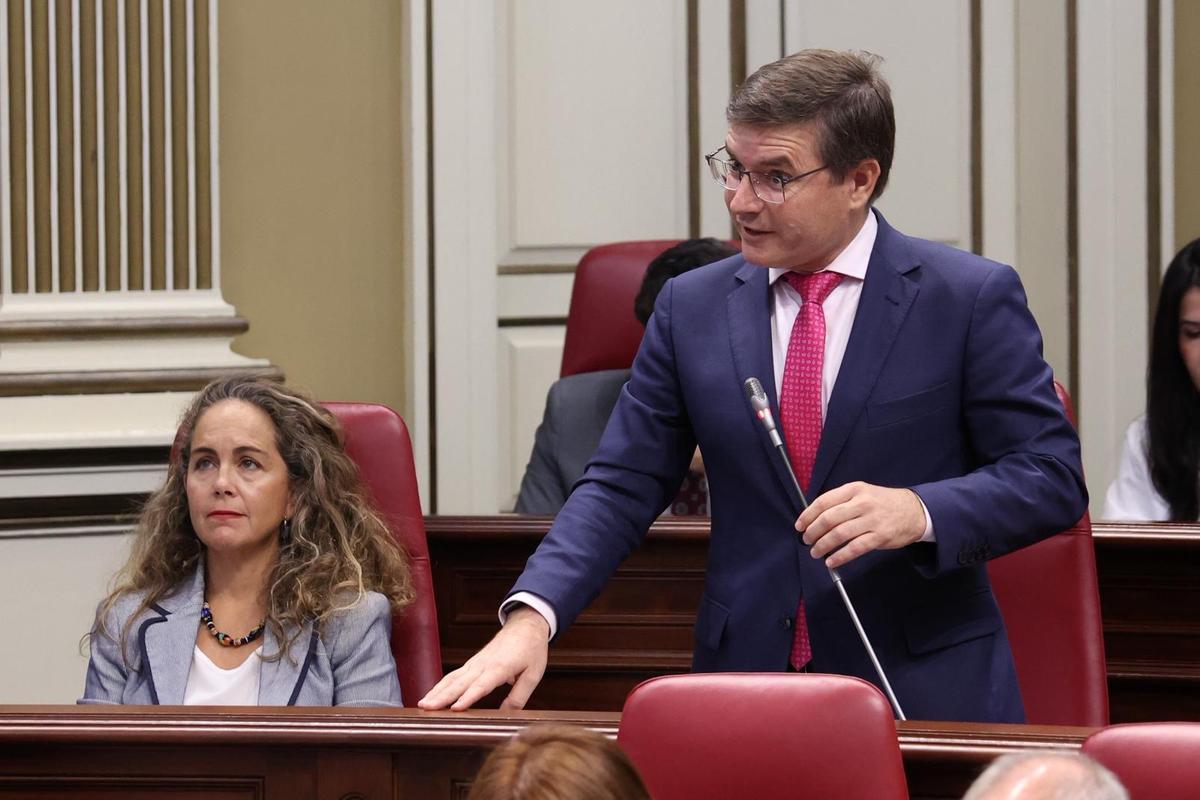 Nicasio Galván, portavoz de Vox, durante su pregunta al presidente Fernando Clavijo