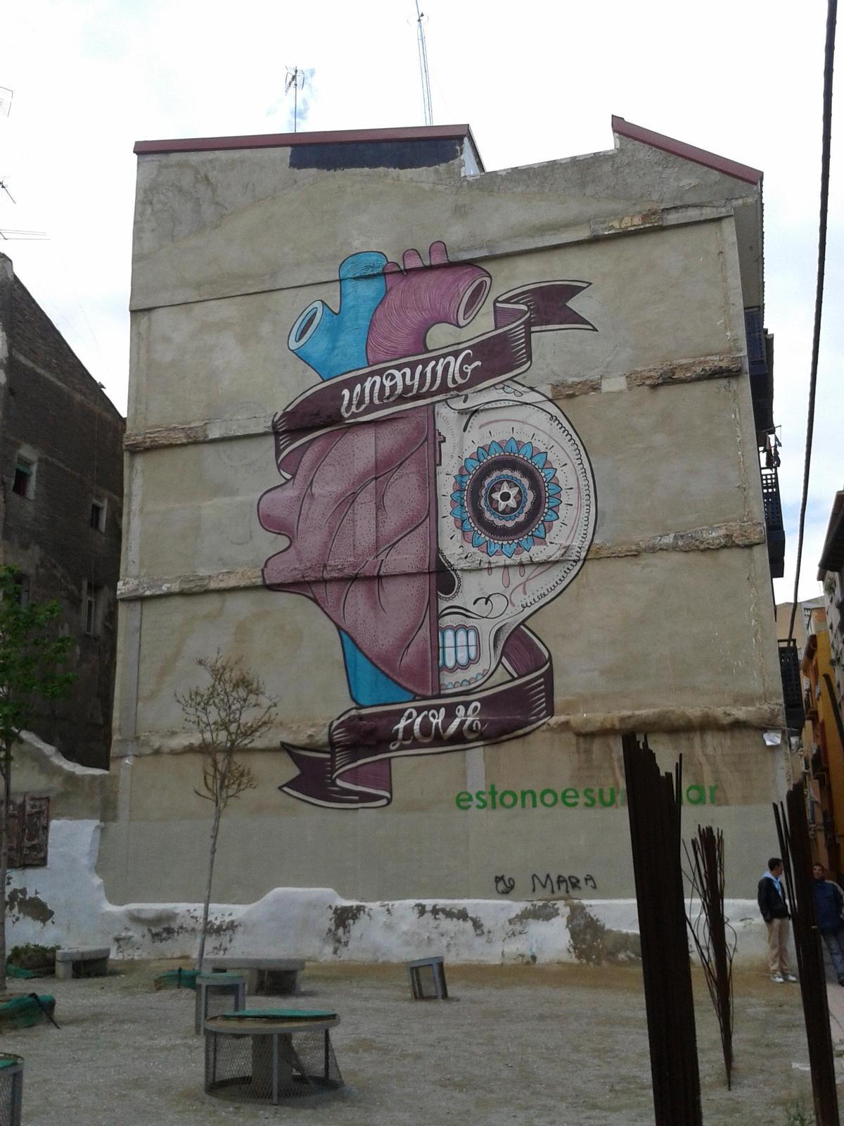 Su única obra ‘viva’ en Zaragoza se sitúa en la calle Las Armas.
