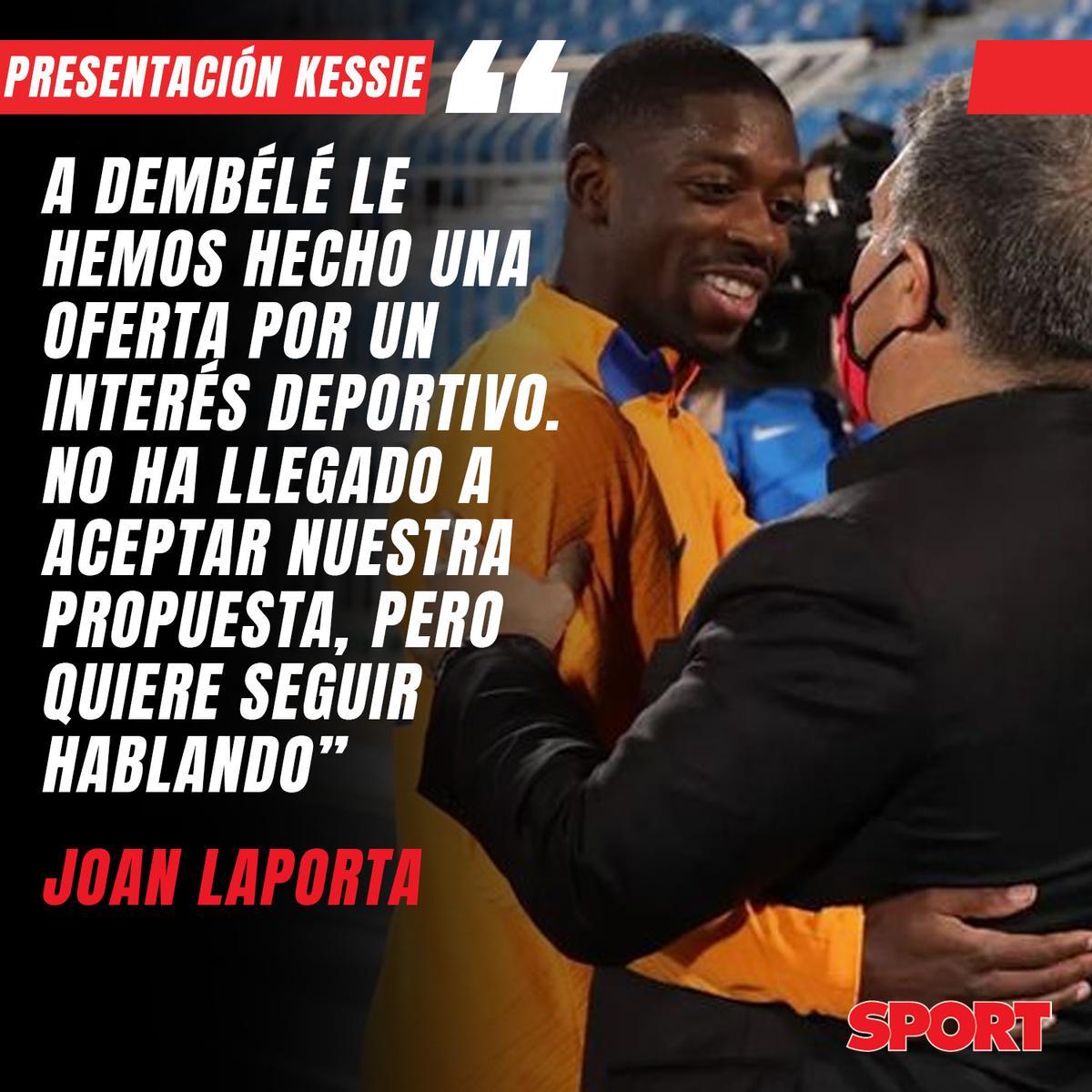 Laporta confirmó que el Barça había presentado una nueva oferta a Dembélé Laporta confirmó que el Barça había presentado una nueva oferta a Dembélé