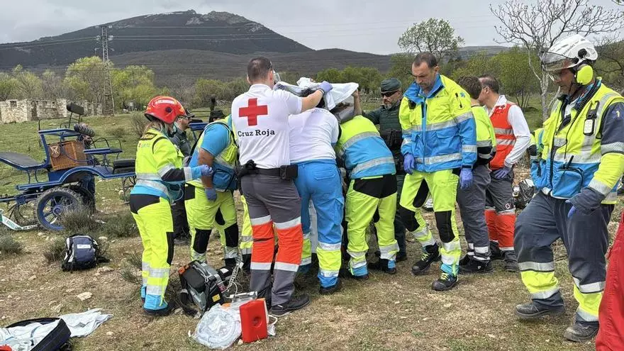 Siete heridos, dos graves, tras accidentarse un carro de caballos en Miraflores (Madrid)