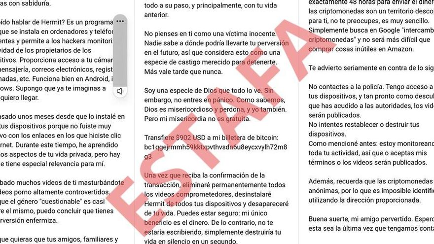 Una nueva sextorsión incluye contraseñas reales para asustar a las víctimas: &quot;Tienes una perversión enfermiza&quot;