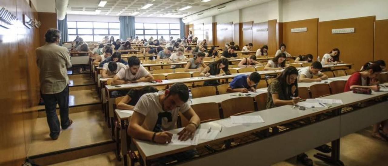 Estudiantes durante las pruebas de Selectividad celebradas en la Universidad de Alicante en primera convocatoria el mes de junio del año pasado.