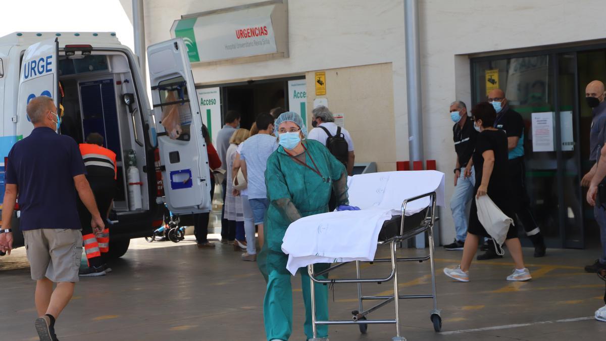 Trasiego de personal sanitario y usuarios, en el servicio de Urgencias del hospital Reina Sofía.