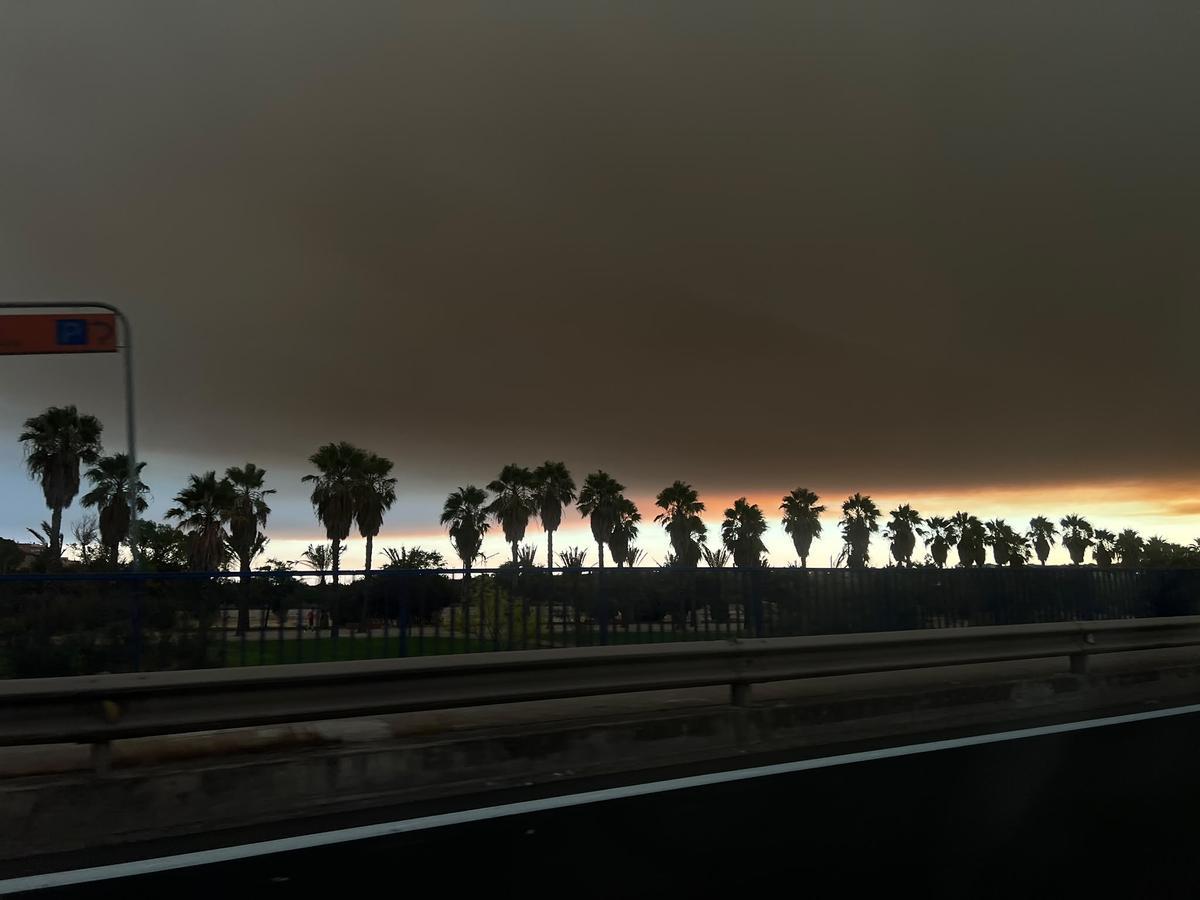 Humo procedente del incendio de Niebla en Sevilla capital.