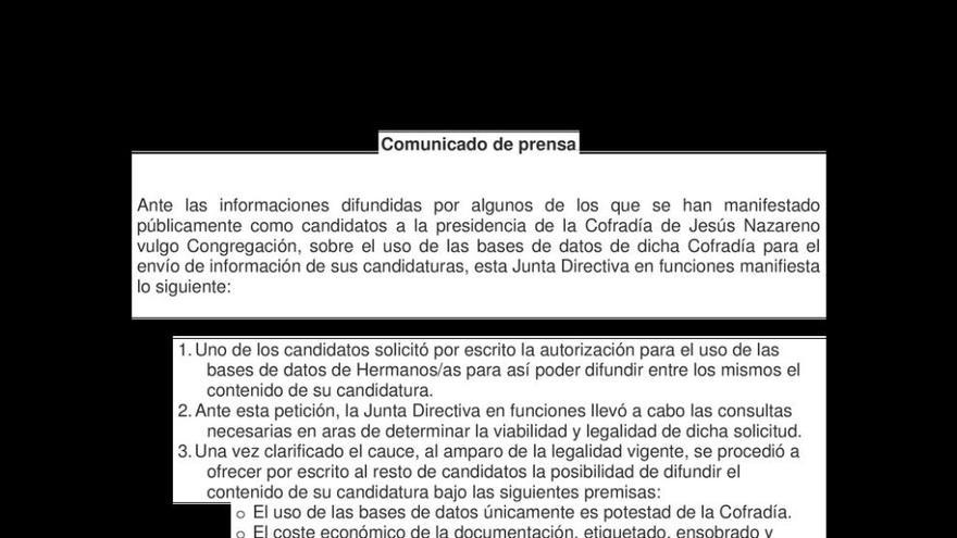 Documento enviado por la directiva en funciones.