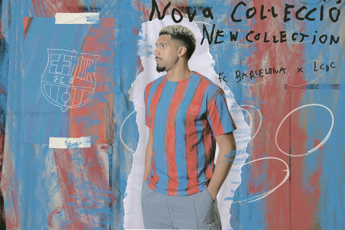 Ronald Araujo, con la nueva colección del Barça junto a La Casa de Carlota.