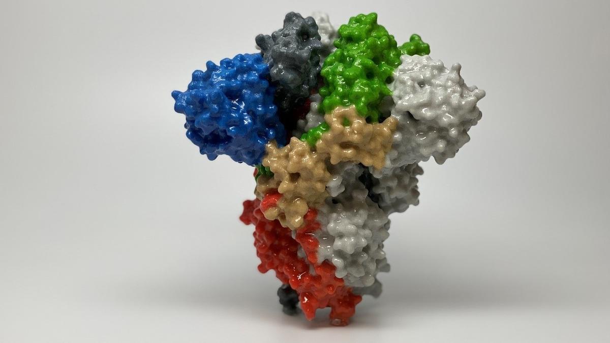 Recreación 3D de la proteína 'spike' del virus SARS-CoV-2.
