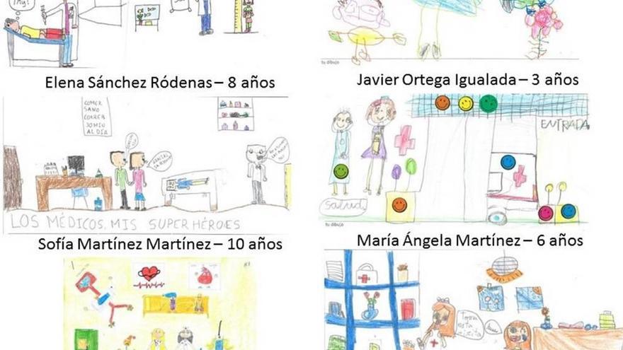 Dibujos de los niños finalistas del concurso &#039;¿Cómo es quien cuida de tu salud?&#039;.