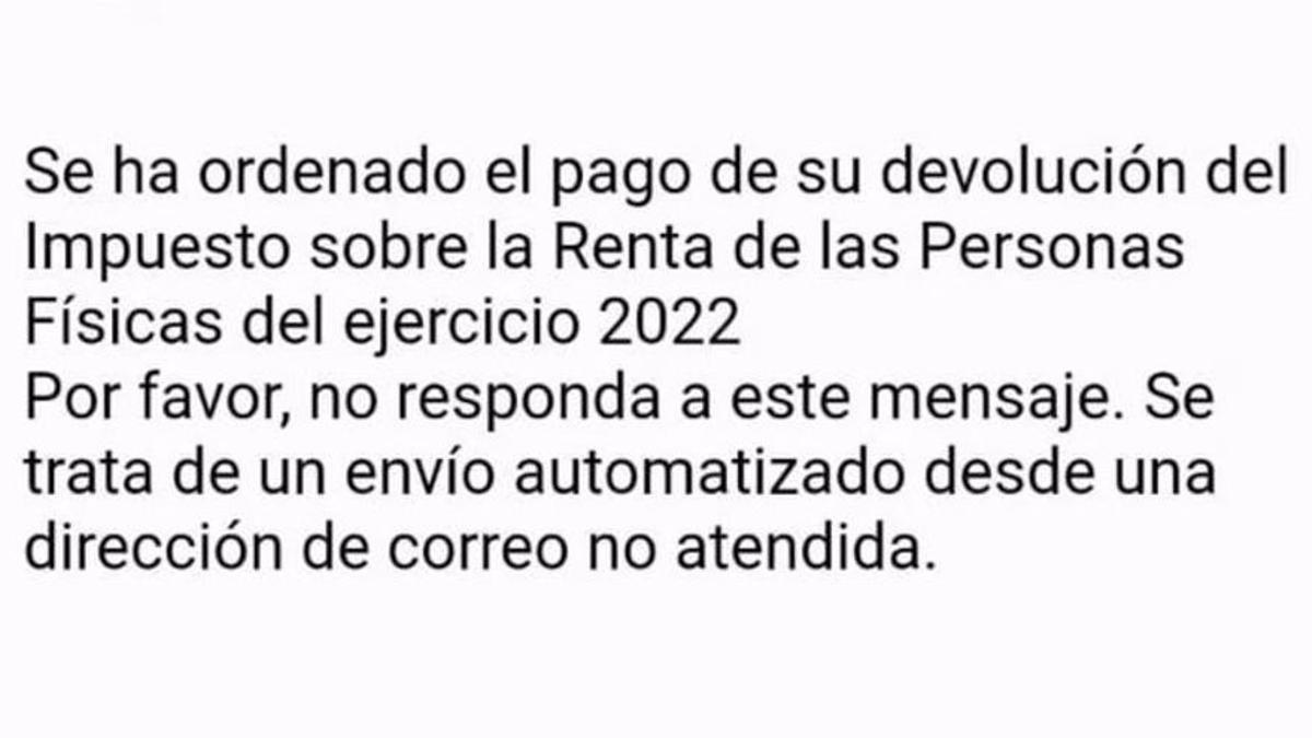 Mensaje de la Agencia Tributaria (AEAT) informando que ha procesado la devolución de una declaración negativa de la renta.