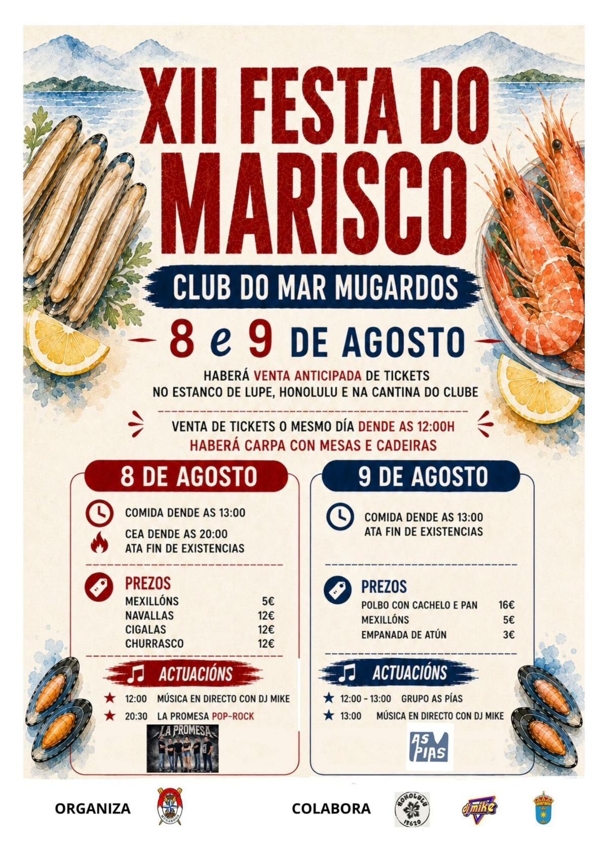 El cartel de la XII Festa do Marisco de Mugardos de 2026.