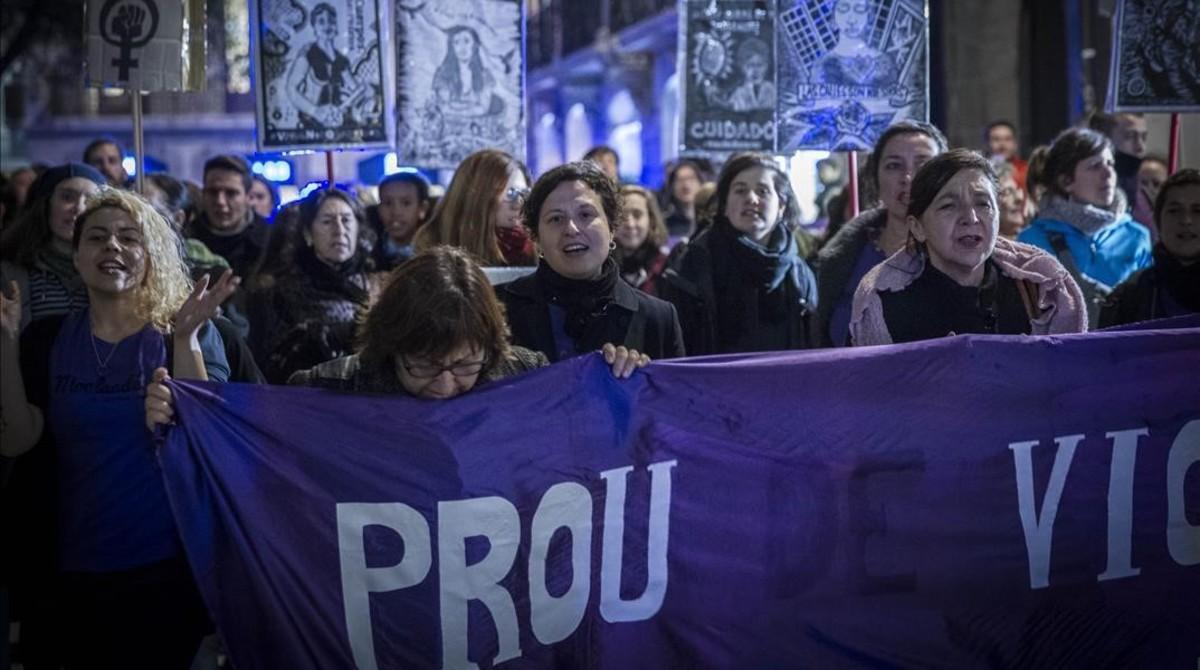 Manifestacion contra la violencia machista en Barcelona.