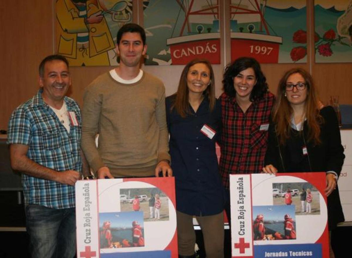 Manuel Veiga, Fernández, Reigia, Cerviño y Beatriz Álvarez, ayer tras su charla, en Candás.
