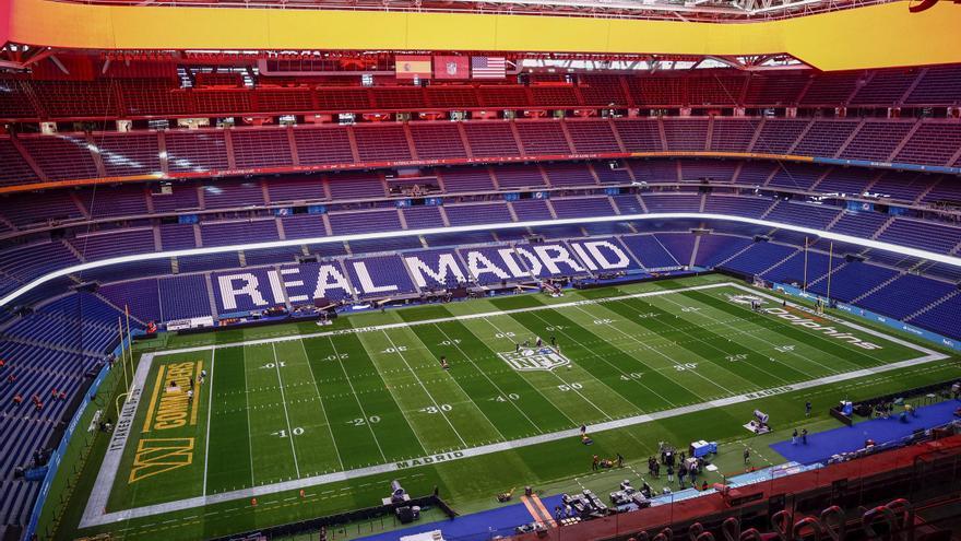Así ha sido la transformación del estadio Santiago Bernabéu en campo de la NFL