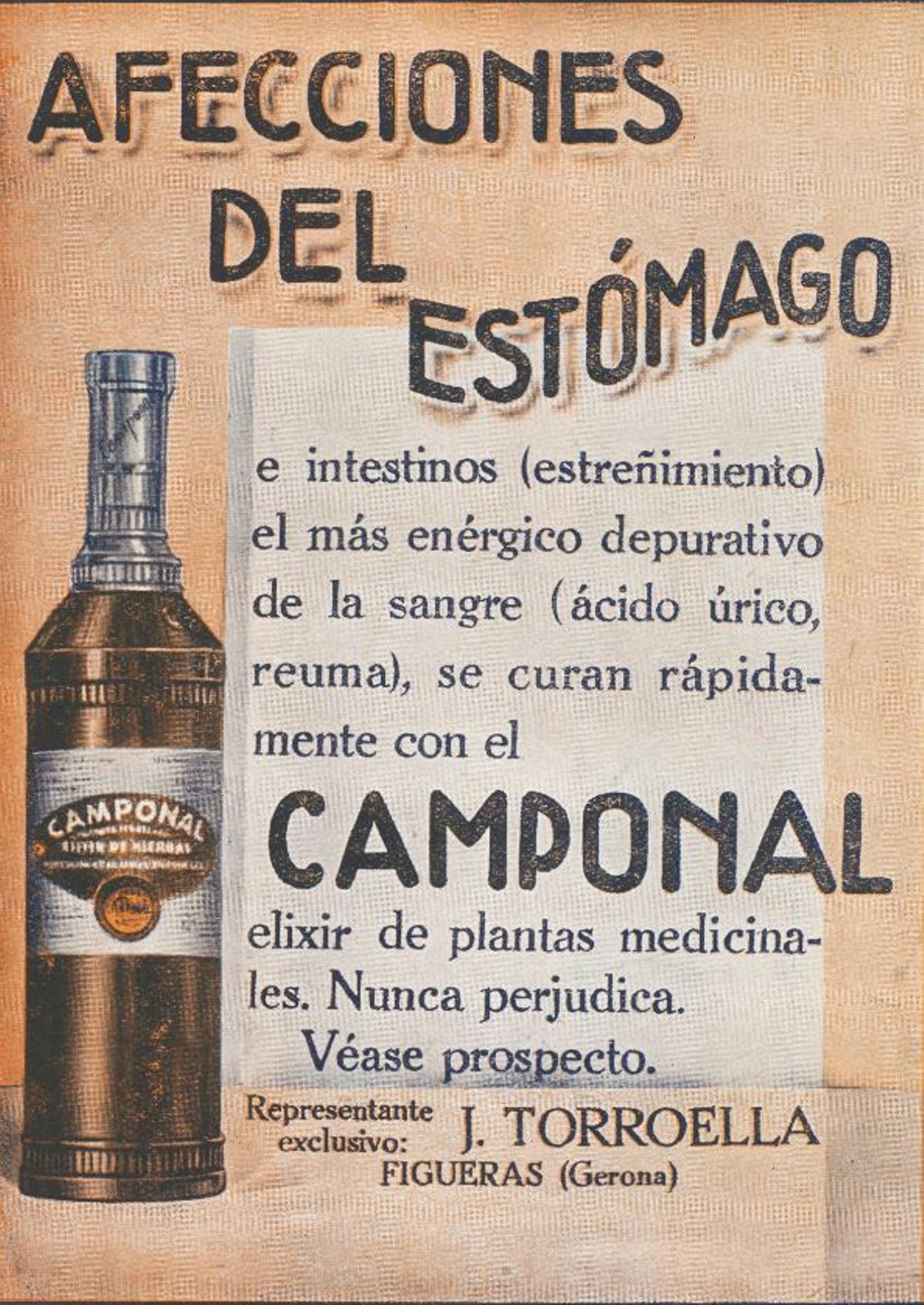 Anunci antic del licor Camponal de principis s.XIX