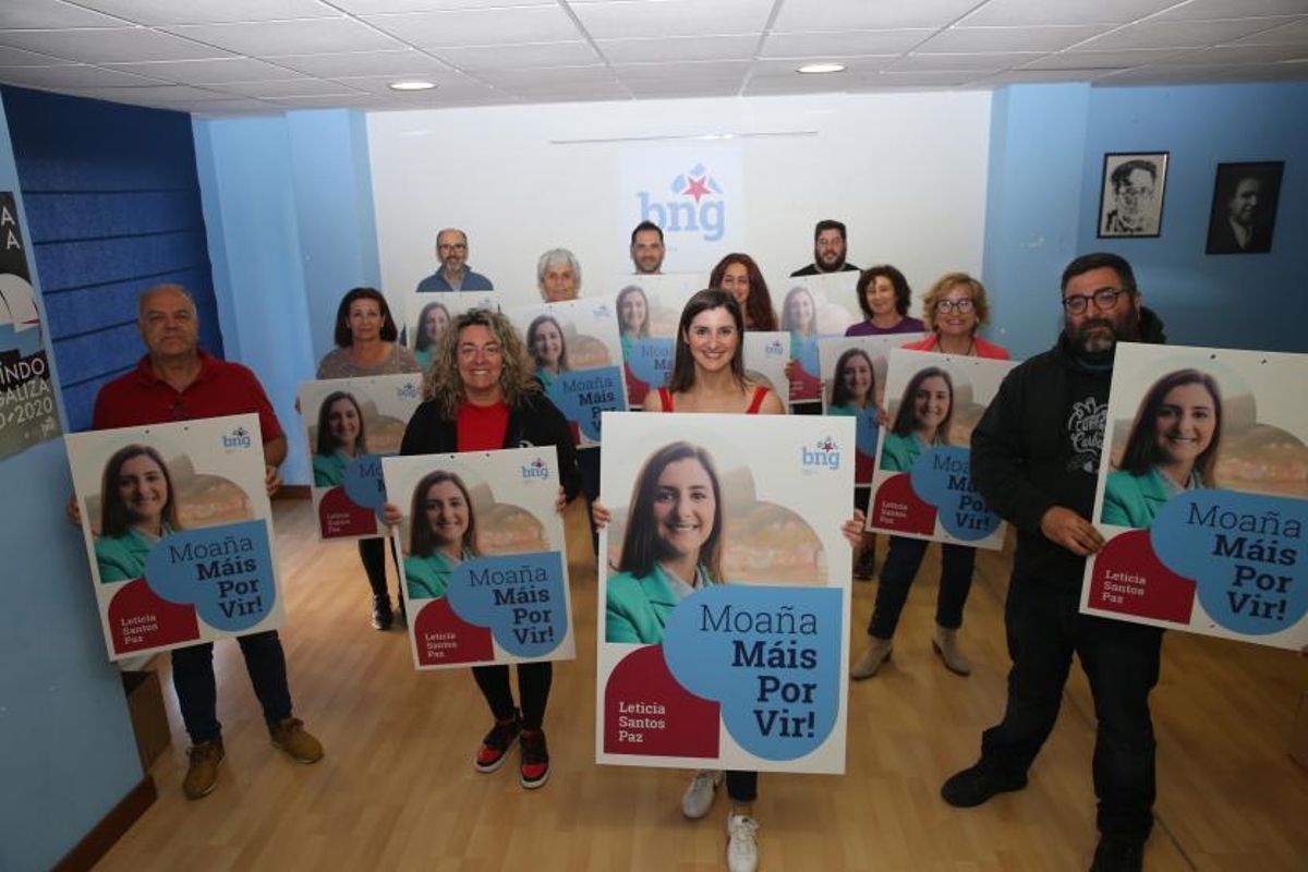 Candidatos del BNG de Moaña, con Leticia Santos al frente.   | // SANTOS ÁLVAREZ
