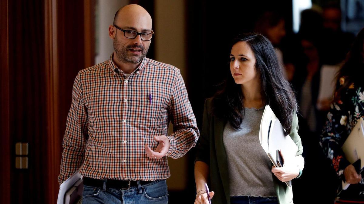 La secretaria general de Podemos, Ione Belarra, y el dirigente morado Txema Guijarro en una foto de archivo.