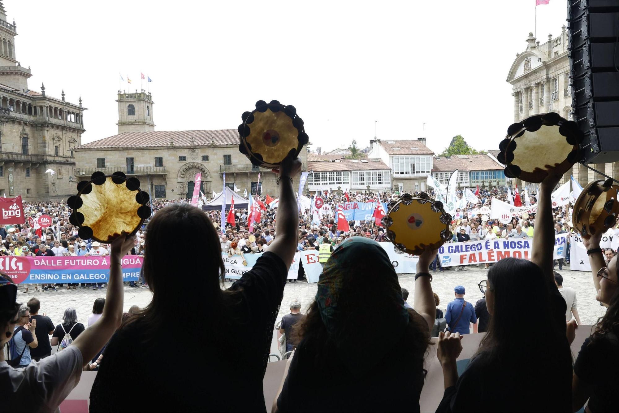 Miles de persoas toman as rúas de Santiago en defensa do galego