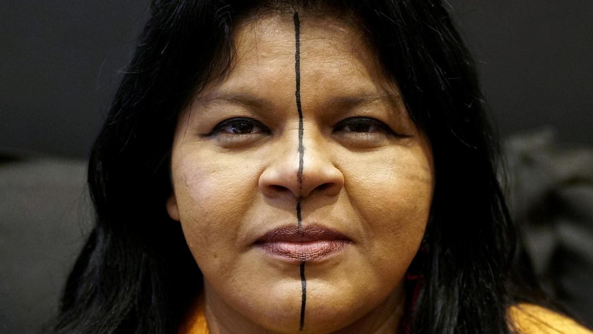 FILE PHOTO: Indigenous Leader Sonia Guajajara of the Guajajara tribe is seen during an interview with Reuters during her European tour in Paris