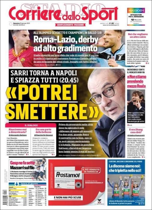 Portada CORRIERE DELLO SPORT domingo 26 enero 2020