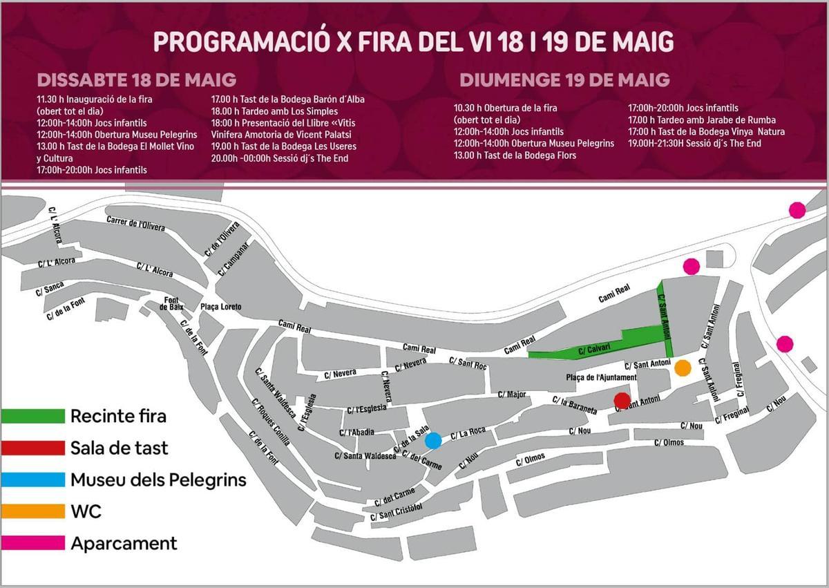 Programación y mapa de la Fira del Vi de les Useres.