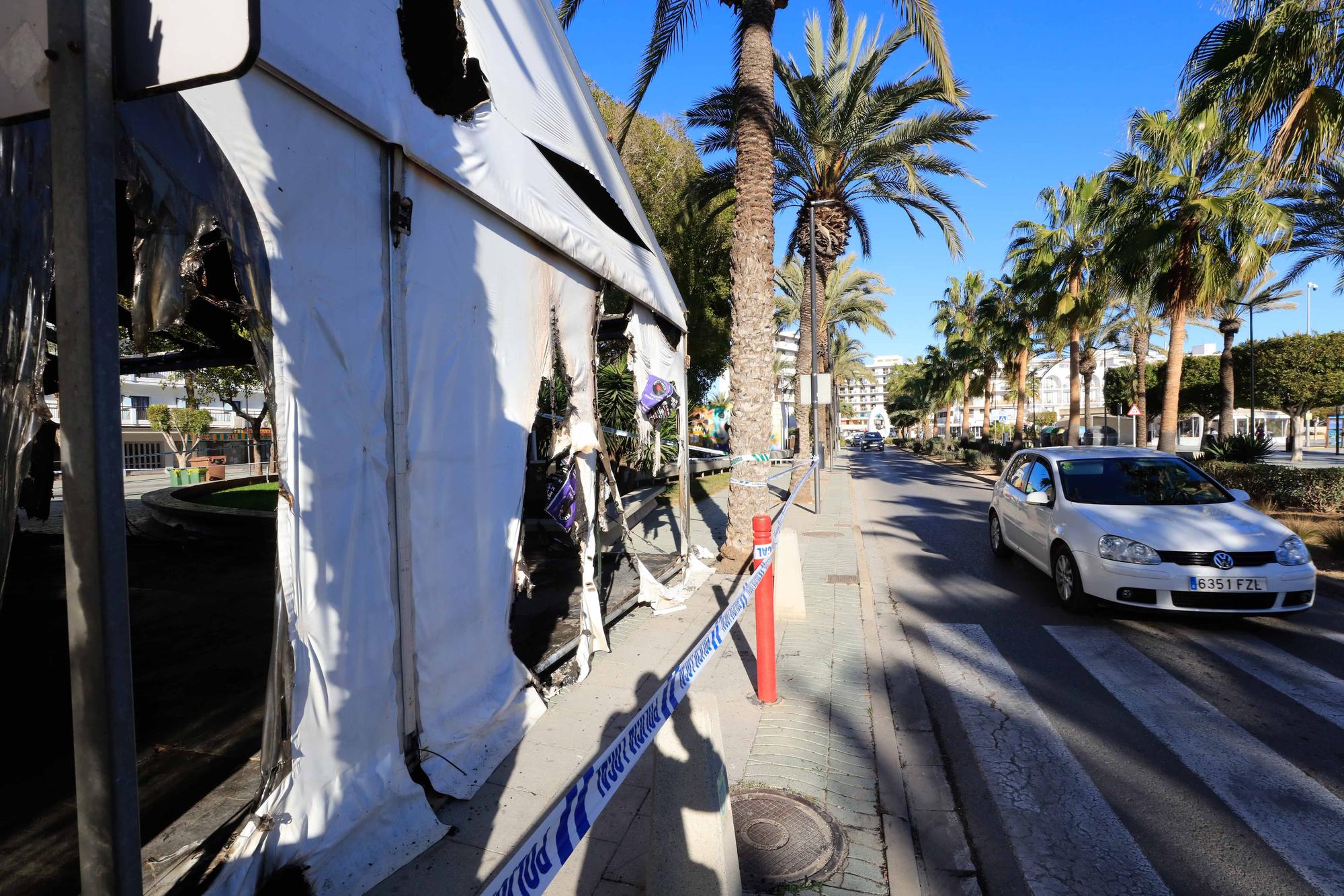 Oleada de incendios en Ibiza: una carpa, contenedores y coches quemados en Sant Antoni