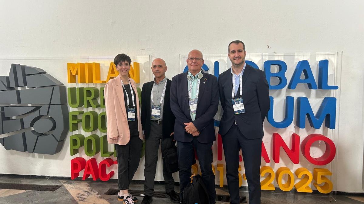 Vicent Grimalt y Enric Gil con el Concejal de Turismo y los focal point del proyecto de Parma, Marco Bossi y Carlotta Beghi